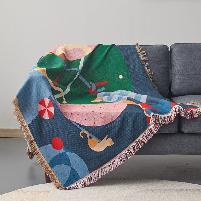 Printed Sofa Cover Blended Cotton Fabric Dustproof Full Sofa Protection