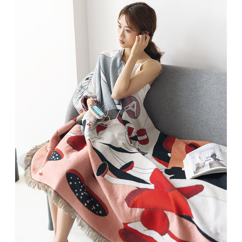 Printed Sofa Cover Blended Cotton Fabric Dustproof Full Sofa Protection
