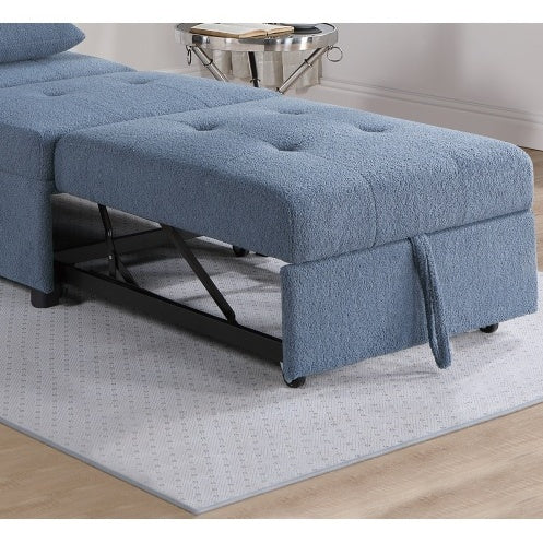 Contemporary Blue Gray Sleeper Sofa Chair Pillow Plush Tufted Seat