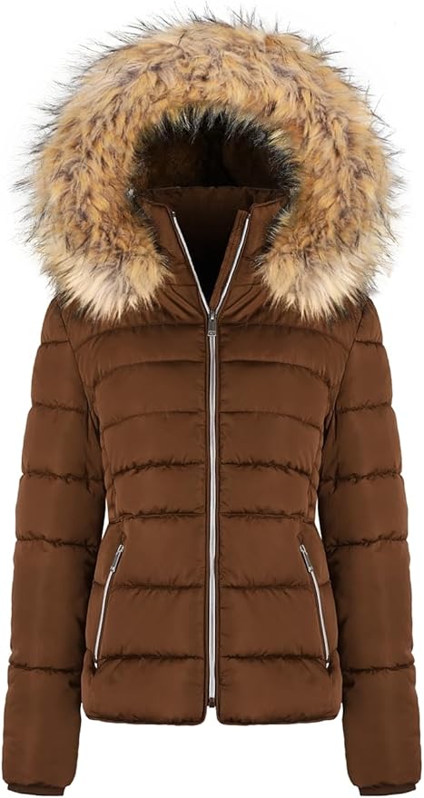 Premium Women's Fur Hooded Utility Jacket With Zipper