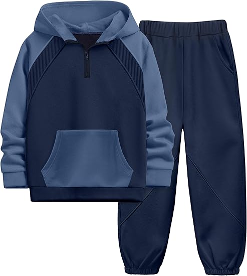 Two-piece hooded sweater with camouflage pants for boys 6–16.