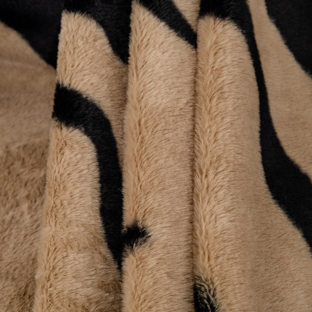 Zebra Pattern Thickened Non Slip Flannel Sofa Cover Cloth