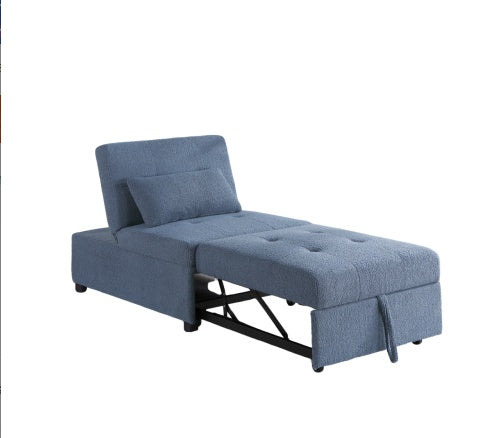 Contemporary Blue Gray Sleeper Sofa Chair Pillow Plush Tufted Seat