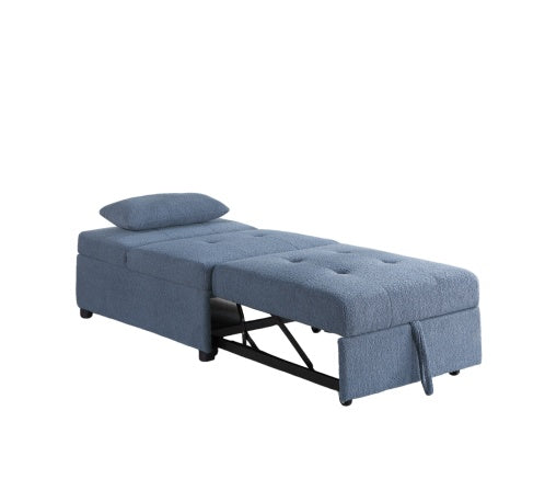 Contemporary Blue Gray Sleeper Sofa Chair Pillow Plush Tufted Seat