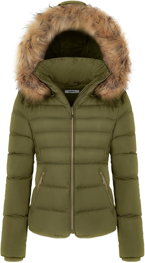 Premium Women's Fur Hooded Utility Jacket With Zipper