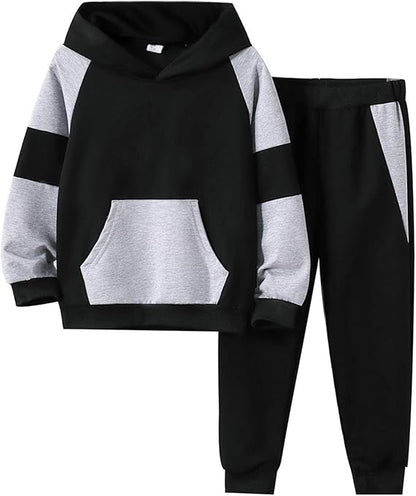 Two-piece hooded sweater with camouflage pants for boys 6–16.