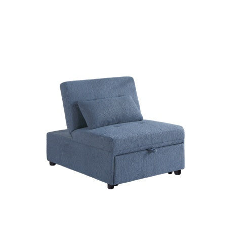 Contemporary Blue Gray Sleeper Sofa Chair Pillow Plush Tufted Seat