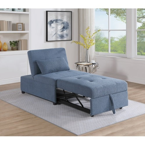 Contemporary Blue Gray Sleeper Sofa Chair Pillow Plush Tufted Seat